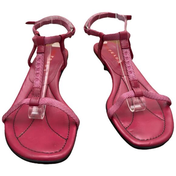PRADA Women’s Pink Kitten Heel Sandals Size 38.5 - Picture 2 of 12